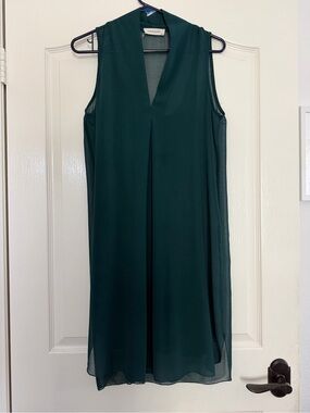 NAF NAF Sleeveless V-Neck Shift Dress in Deep Green Teal